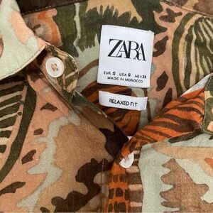 Zara Bohemian Relaxed Fit Long Sleeve Button Down Shirt